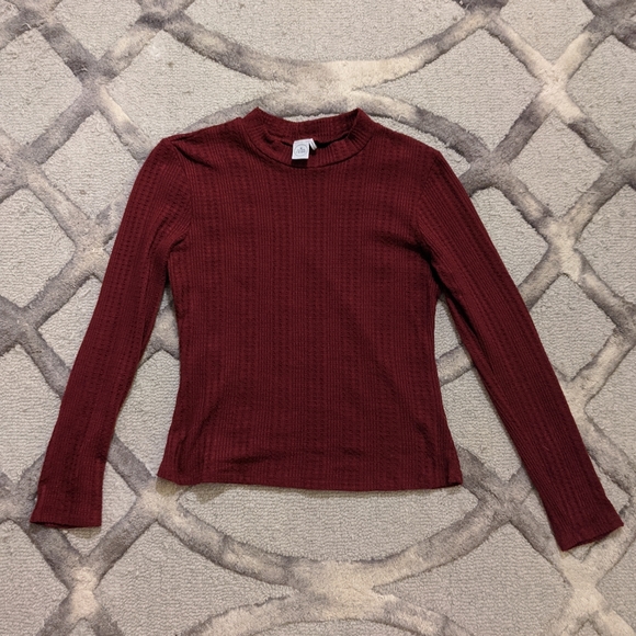 Waffle maroon long sleeve shirt - Picture 2 of 3